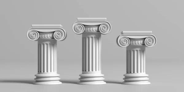 Vencedores Pódio Mármore Três Colunas Pedra Clássicas Iônicas Isoladas Fundo — Fotografia de Stock