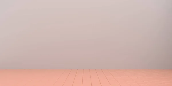 空のパステルカラーの部屋のインテリア ピンクの薄いタイル張りの床と灰色の空白の壁 甘い家 建築インテリアテンプレート 3Dイラスト — ストック写真