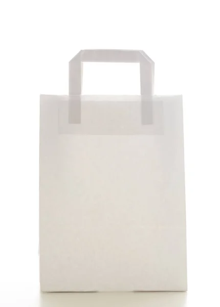 Bolso Compras Papel Color Blanco Blanco Con Asas Aisladas Sobre —  Fotos de Stock