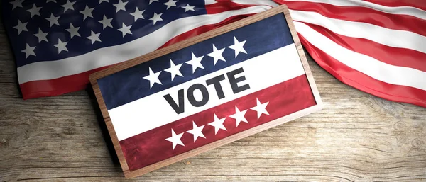 Stimmen Sie Amerikanischen Wahltag Vote Text Patriotische Sterne Und Amerikanische — Stockfoto