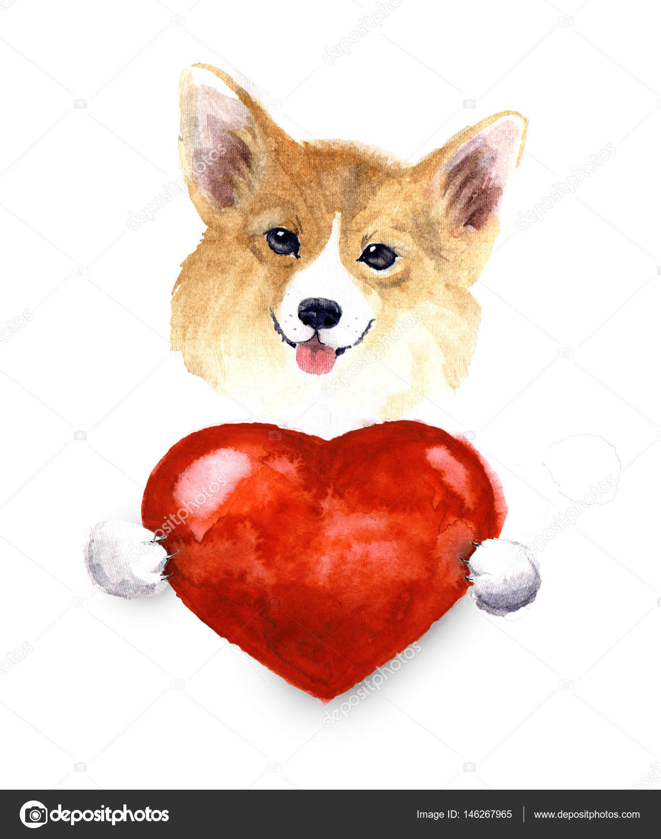 Aquarell niedlichen Liebhaber valentine havanischen Welpen Hund hält