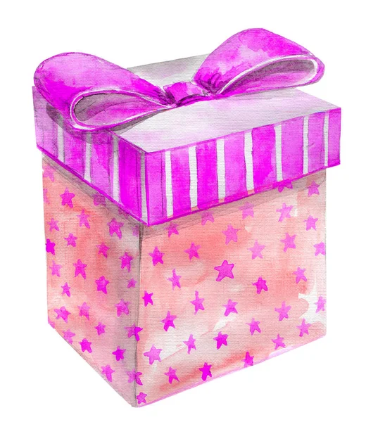 Watercolor gift box — Stock Photo, Image