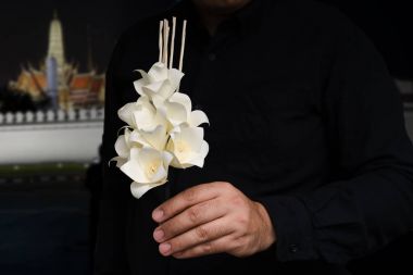 Dok Mai Chan. Thai artificial flowers used during a funeral clipart