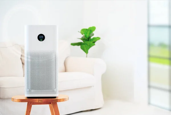 Air purifier a living room,  air cleaner removing fine dust in h — 스톡 사진