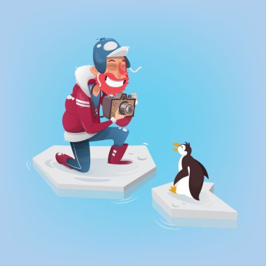 Bir penguen fotoğrafını fotoğrafçı