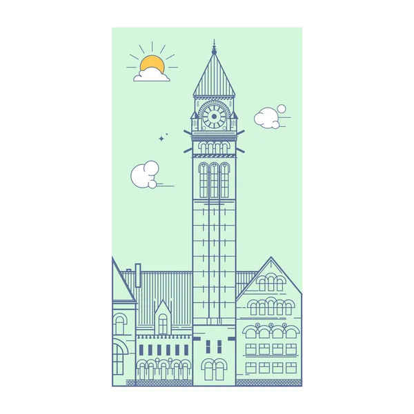 Ayuntamiento Toronto Canadá Ilustración vectorial Icono de viaje — Vector de stock