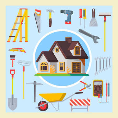 Elle çizilmiş doodle inşaat araçları vektör çizim bui ayarla