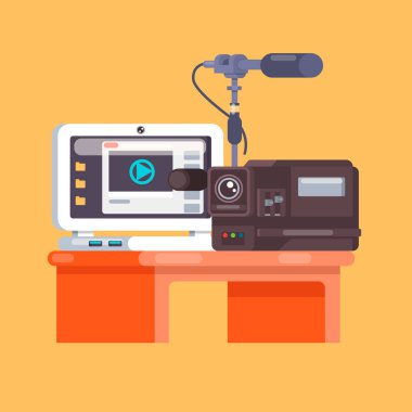 Film kavramı. Düz stil tasarım. Vektör çizim.