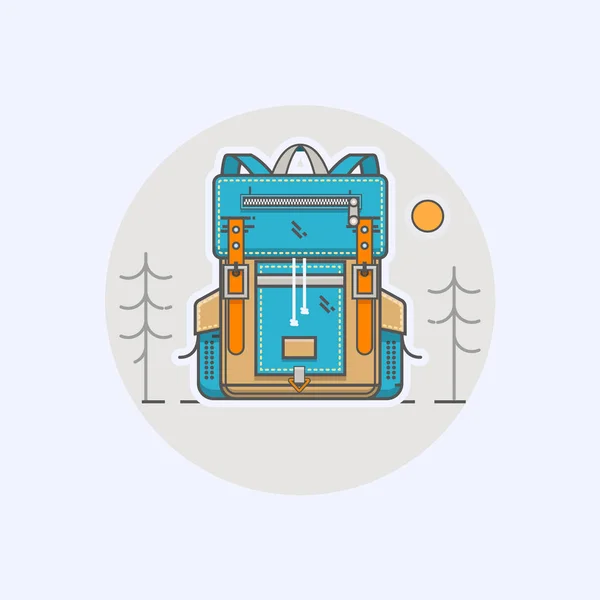 Векторная иллюстрация с мультипликационным плоским рюкзаком и спортивным чемоданом в современном плоском стиле — стоковый вектор
