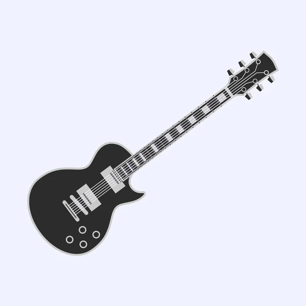 Icono de guitarra acústica. Signo gris con silueta de guitarra sobre fondo claro. Ilustración vectorial plana — Archivo Imágenes Vectoriales
