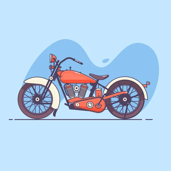 Motocicleta vintage velho.Ilustração vetorial de motocicleta de cor vermelha isolada no fundo branco . — Vetor de Stock