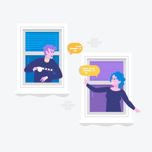 Люди, говорящие голосом "мыльный пузырь". Мужчина болтает с женщиной в изоляции
