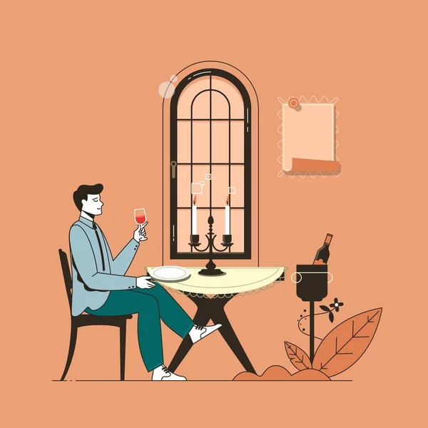 Vector apartamento restaurante pessoas ilustração . —  Vetores de Stock