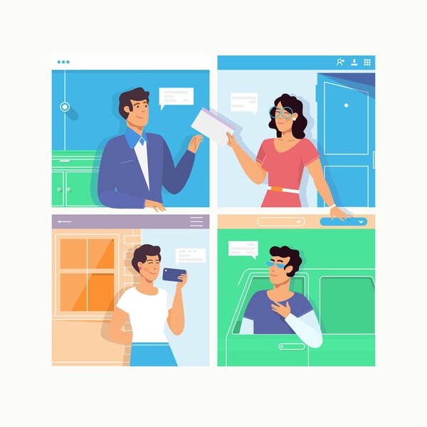 Люди, говорящие голосом "мыльный пузырь". Мужчина болтает с женщиной в изоляции
