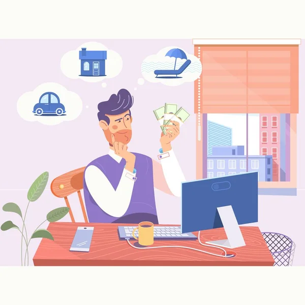 Empresário que tem escolhas difíceis de fazer.Conceito de escolhas difíceis de um homem de negócios. Ilustração vetorial plana — Vetor de Stock