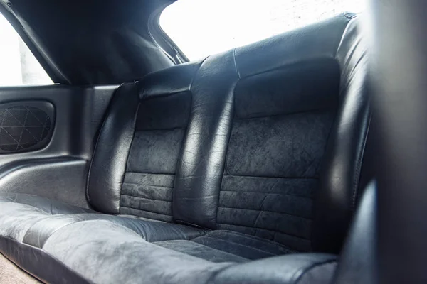 View Black Leather Car Interior — Stock Photo, Image