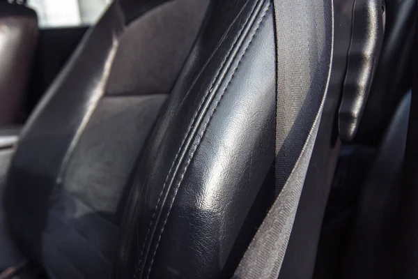 View Black Leather Car Interior — Stock Photo, Image