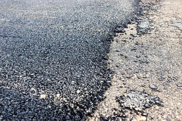 Border Freshly Old Asphalt Road — Stock Photo, Image