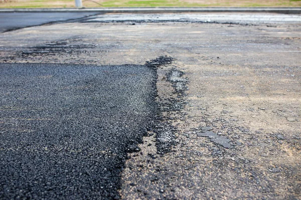 Border Freshly Old Asphalt Road — Stock Photo, Image