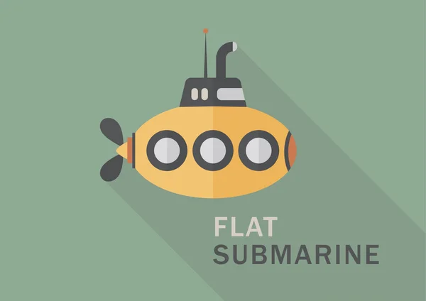 Плоская жёлтая подводная лодка — стоковый вектор