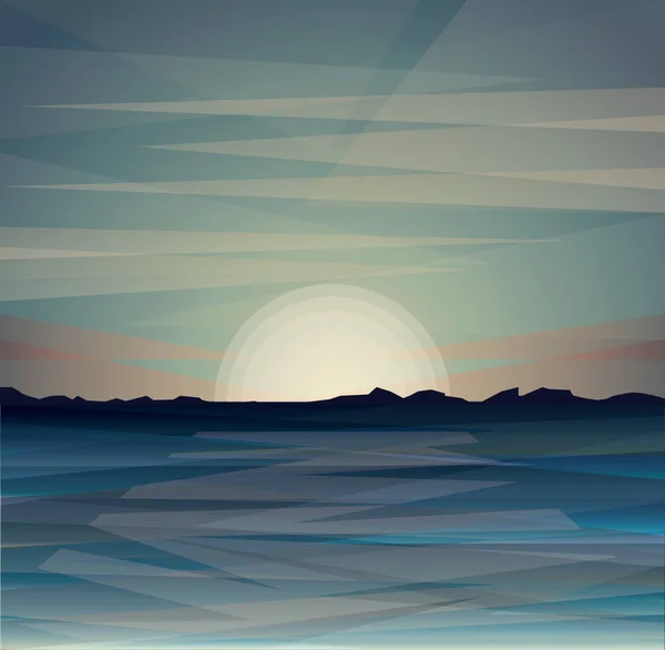 Západ slunce moře Vektor krajina — Stockový vektor