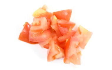 Kırmızı organik hatıra domates parçalar yığın