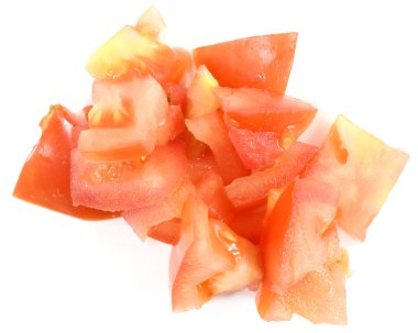 Kırmızı organik hatıra domates parçalar yığın