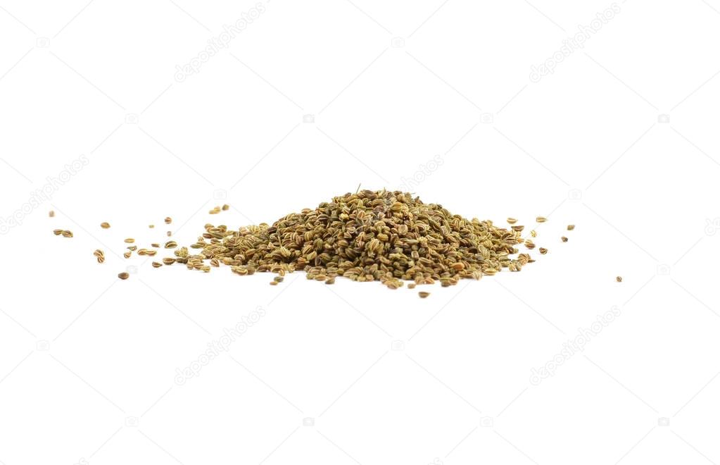 Pile of brown organic celery seeds