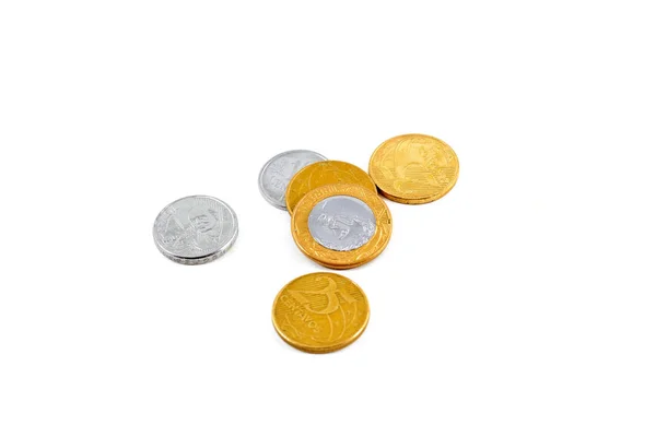 Реальные монеты Бразилии — стоковое фото
