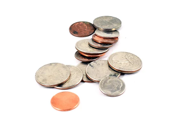 Hromadu amerických mincí — Stock fotografie