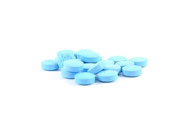 Högen av ljus blå piller — Stockfoto