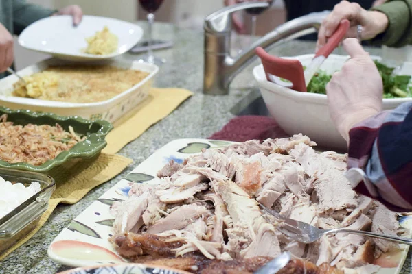 自分自身に感謝祭のディナーを提供する人々 — ストック写真