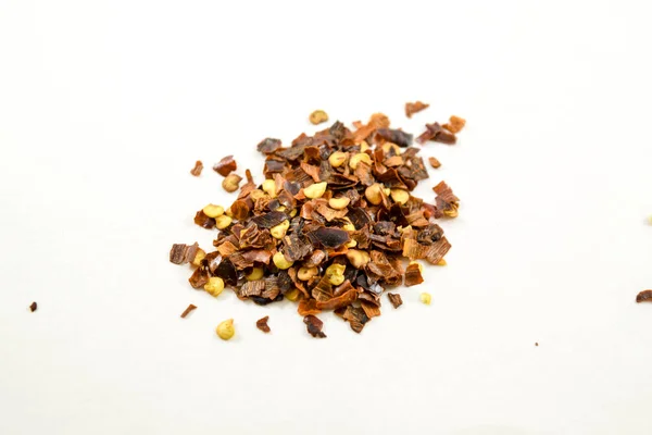 Dried Crushed Red Pepper Flakes Isolated White Background — Stock Photo, Image