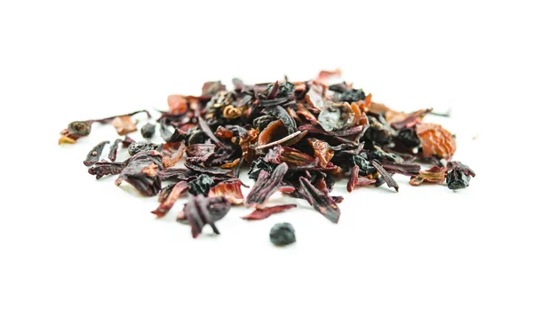 Σωρός Από Αποξηραμένα Βότανα Hibiscus Τσάι Απομονωμένος Λευκό Φόντο — Φωτογραφία Αρχείου