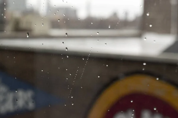 Rain Drops Window Cloudy Rainy Day Background Texture — Stock Photo, Image