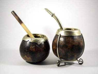 Mate tea (chimarrao) brown drinking gourd - isolated clipart