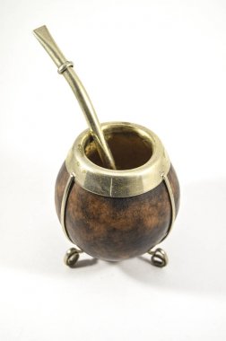 Mate Çayı (chimarrao) kabak - izole içmek kahverengi