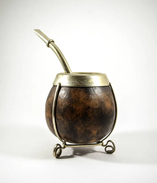 Mate Tea Chimarrao Gourde Brune Isolée — Photo