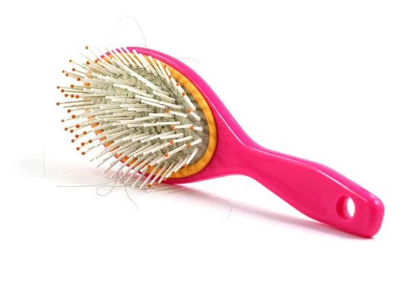 Pink Women Hair Brush Flat Head Isolated — Stock Photo, Image