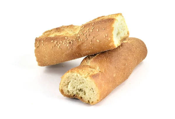 Φρέσκα Ιταλικά Ψωμιά Που Στοιβάζονται Ένα Πάνω Στο Άλλο Σουσάμι — Φωτογραφία Αρχείου