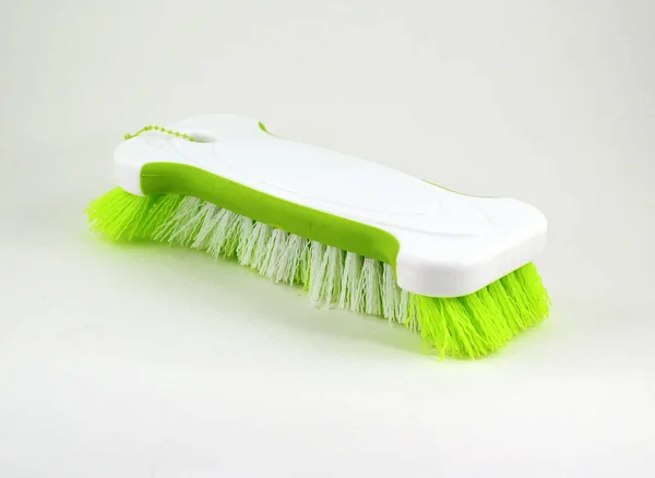 Cepillo Plástico Verde Blanco Aislado — Foto de Stock
