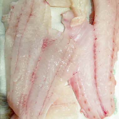 Kağıt havlu üzerinde taze çiğ vahşi yakalanan balık fileto