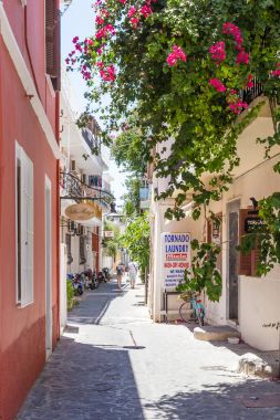 19 Haziran 2017. Rhodes Town sakin sokak görünümü. Yunanistan