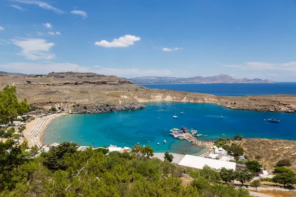 Lindos bay ve plaj Üstten Görünüm
