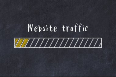 Başlangıçta ilerleme çubuğunun tebeşir çizimi. KPI konsepti değerlendiriliyor