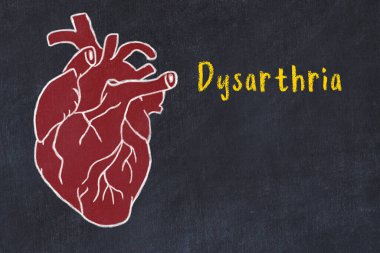 Kardiyovasküler sistemi öğrenme kavramı. İnsan kalbinin tebeşir çizimi ve disarthria yazıtları
