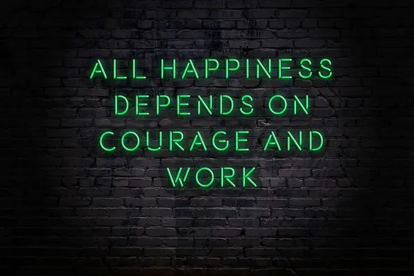 Smart and motivational quotation. Neon sign on brick wall — Stock Photo, Image