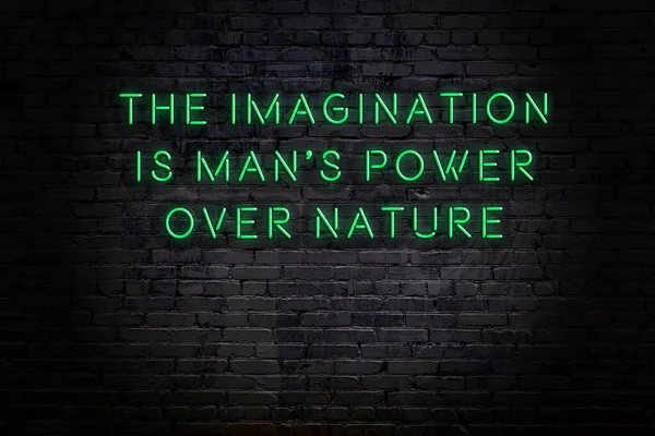 Нічний вид неонового знаку на цегляній стіні. мудрий каутаут . — стокове фото