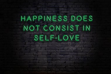 Tuğla duvardaki neon ışığın gece görüşü. Bilge Qoutation. 