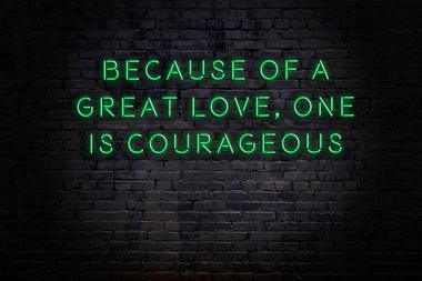 Zekice ve motive edici bir alıntı. Tuğla duvarda neon işareti